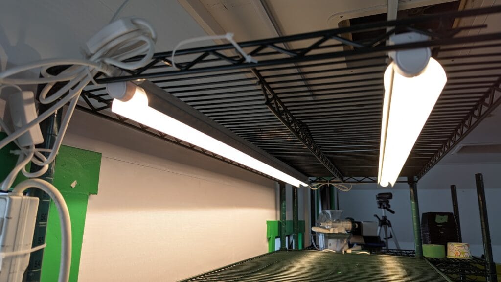 LED lights on shelf